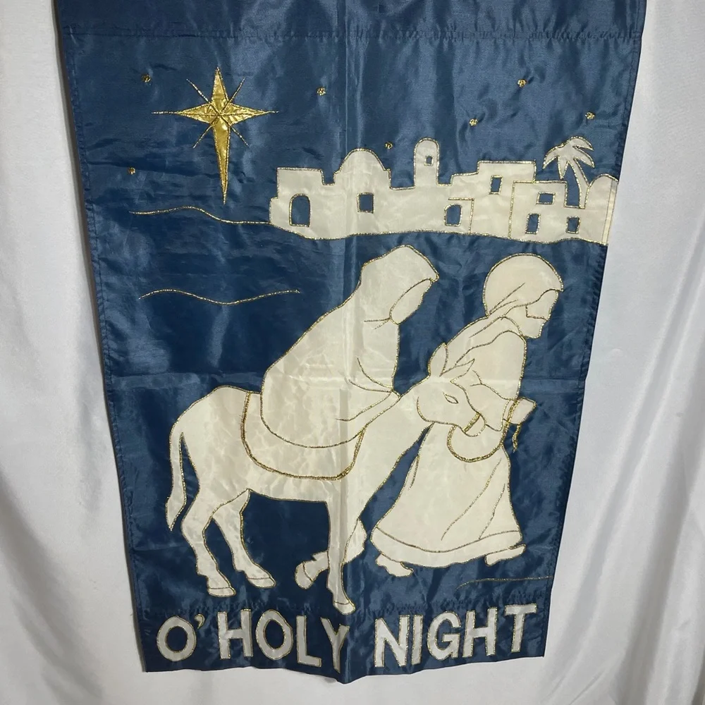 Vintage 1998 O Holy Night Nativity Christmas Banner 28x44 Flag